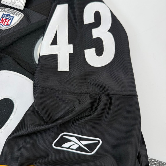 Reebok Pittsburgh Steelers Jersey Mens Medium Black Troy Polamalu 43 NFL Onfield - Picture 10 of 11